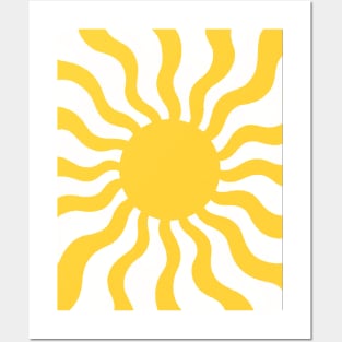 Retro Sunrays Yellow Sun Wavy Posters and Art